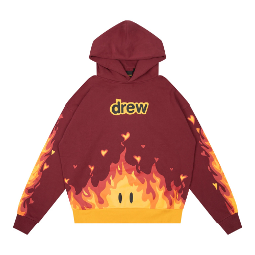 39 FRONT Drew House Fire Hoodie Burgundy Drew House Fire Hoodie Burgundy